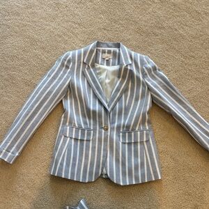 Loft Striped Light Blue and White Blazer